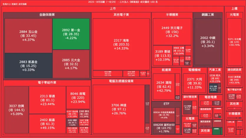 2025－8月回顧：三大法人《都買超》《都賣超》